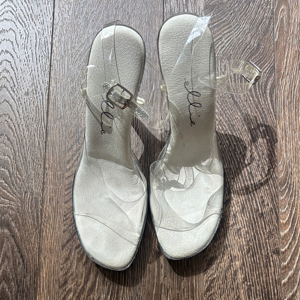 Ellie Clear Strap Heels - White/Clear